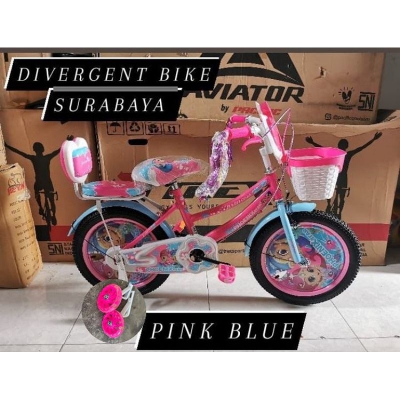 Sepeda Anak Perempuan Mini Ukuran 12 / 16 / 18 Phoenix Star Lampu Musik  dengan Wheeldof Murah / Sep