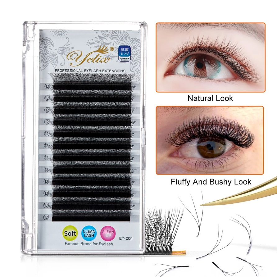 Yelix Y-Shape V-Shape W-Shape WW Shaped YYshape VV Ellipse 3D Super Soft Professional Eyelash Extension Bulumata cabang 2D Volume y-shaped