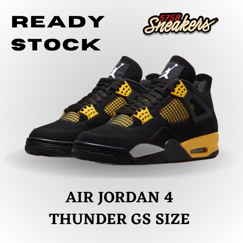 Air Jordan 4 Retro Thunder Yellow GS 100% Original Authentic