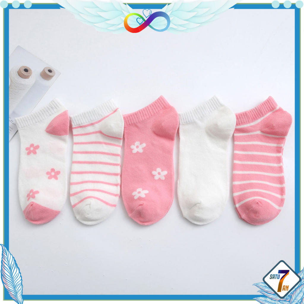 Kaos Kaki Ankle Unisex Kaos Kaki Pendek Semata Kaki Motif Dewasa Korea Style Cute Short Socks Satu7an KK31