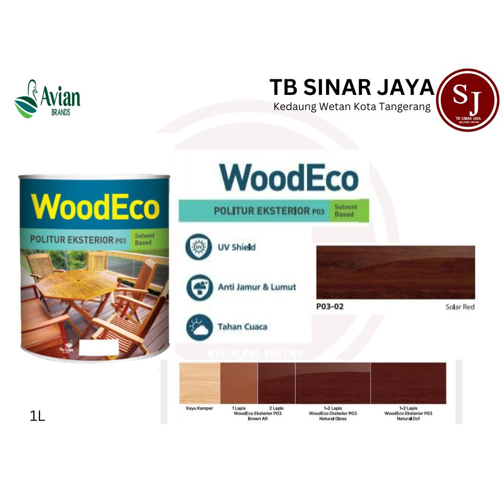 WOODECO / WOOD ECO POLITUR EKSTERIOR VERNIS PERNIS KAYU 1L P03 - 02 SOLAR RED