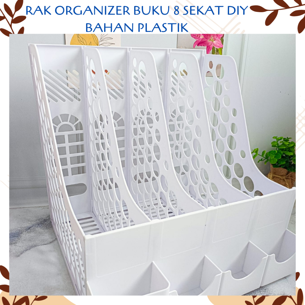 RAK ORGANIZER BUKU 8 SEKAT DIY BAHAN PLASTIK MULTIFUNGSI WARNA WARNI