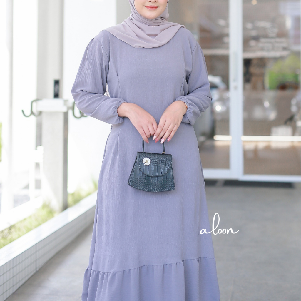 Mi Cha Midi Dress Bahan Crinkle Airfow – Midi Dres Wanita Muslim