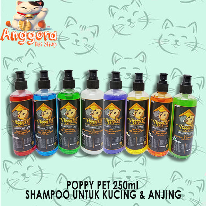 Shampoo Kucing &amp; Anjing POPPY PET Wangi Premium Pet care 250ml