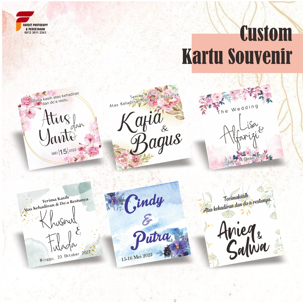 

Kartu Souvenir, Thanks Card Custom Simple Elegant Tanpa Po