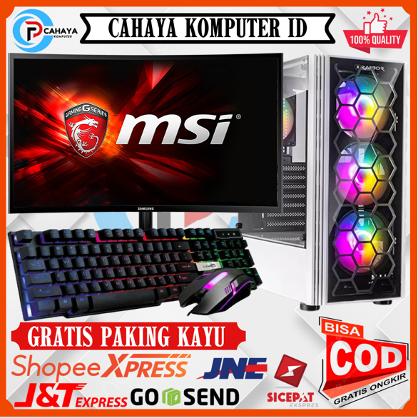 Paket PC Gaming Editing Intel I7 Ram 16GB Vga 4GB SSD 128GB LED Samsung 24 Inch Siap Pakai