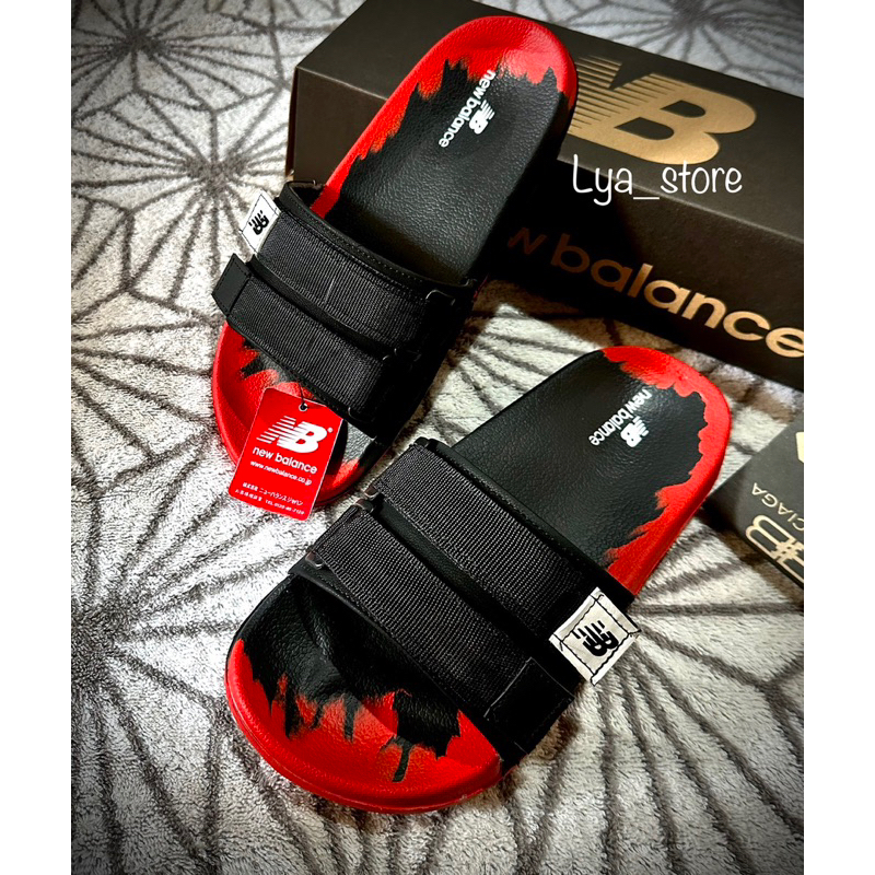 SENDAL SLIP_ON PRIA/WEANITA  SENDAL CASUAL TALI WEBING/PREPET WARNA FREE BOX+PAPERBAG COMFORT BLACK RED