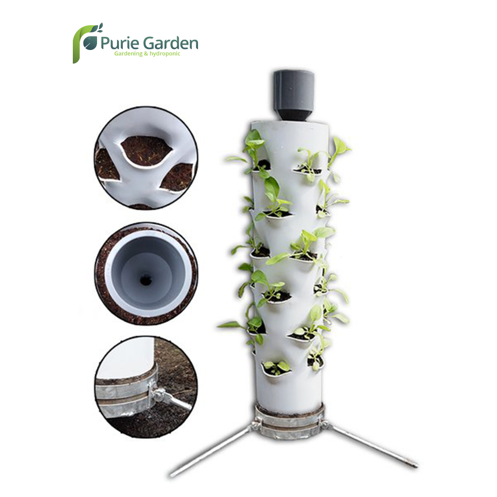 Paket Hidroponik Portable Growing Tower Mini 24Lubang Lengkap PG KDR