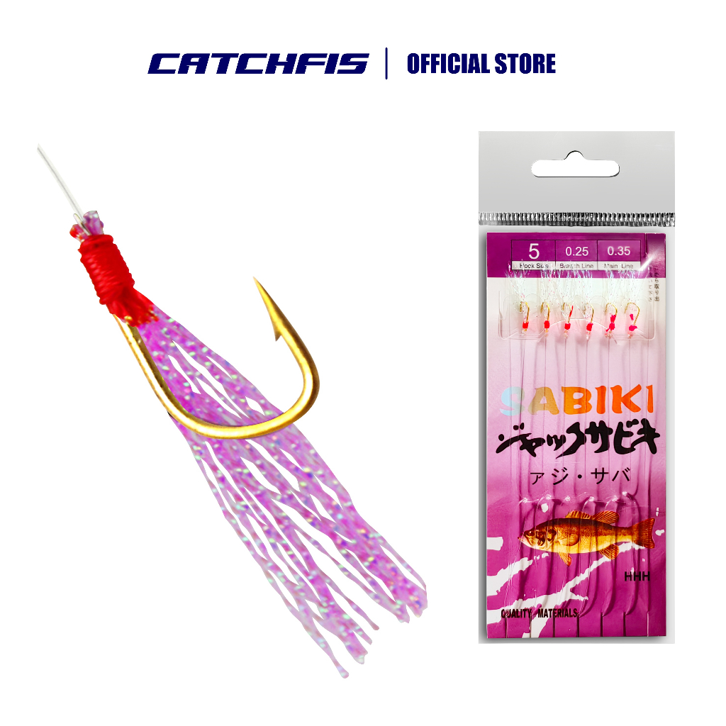 Catchfis - Kotrekan Kail Umpan Pancing Sabiki Kail Umpan Gantung Sutra Perak Kail Jig Benang Pesca B