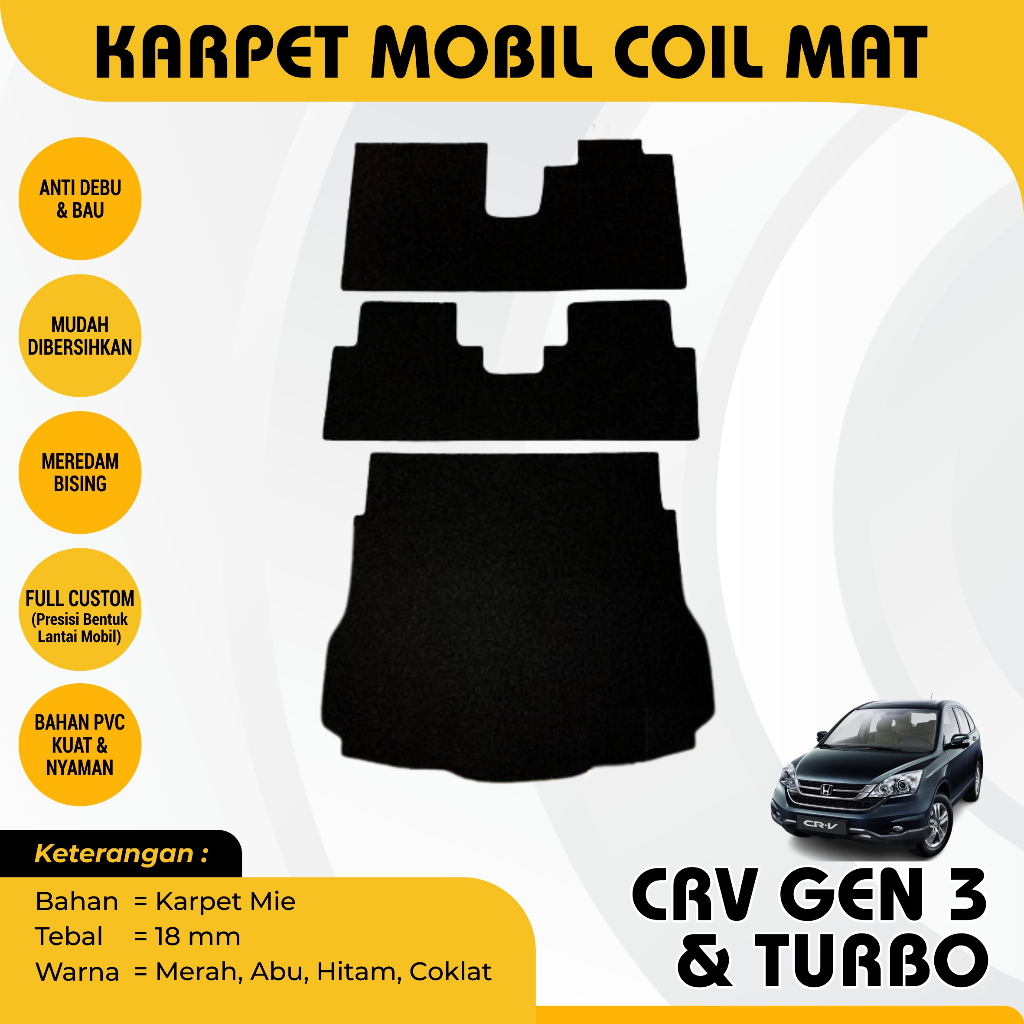 Karpet Mobil Mie Bihun CRV Gen 3 / CRV Turbo Aksesoris Mobil Interior Mobil