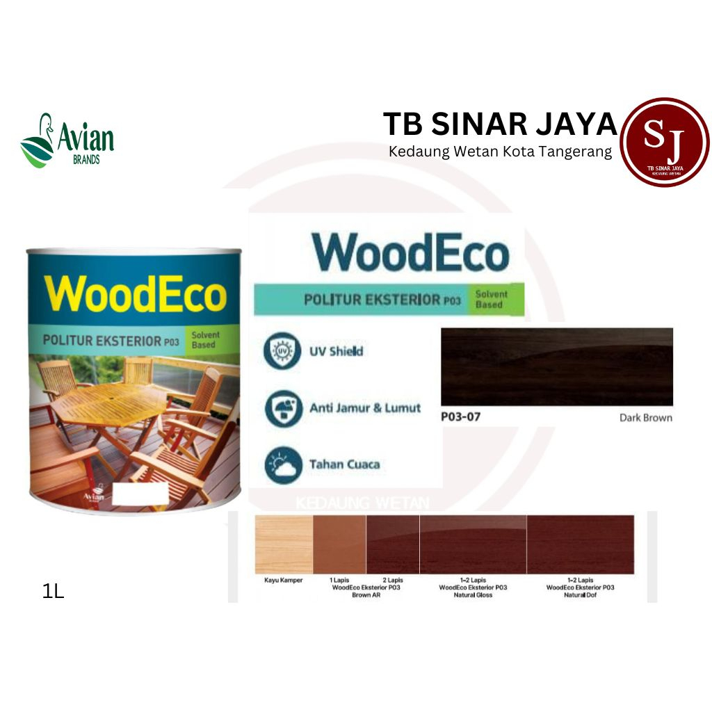 WOODECO / WOOD ECO POLITUR EKSTERIOR VERNIS PERNIS KAYU 1L P03 - 07 DARK BROWN