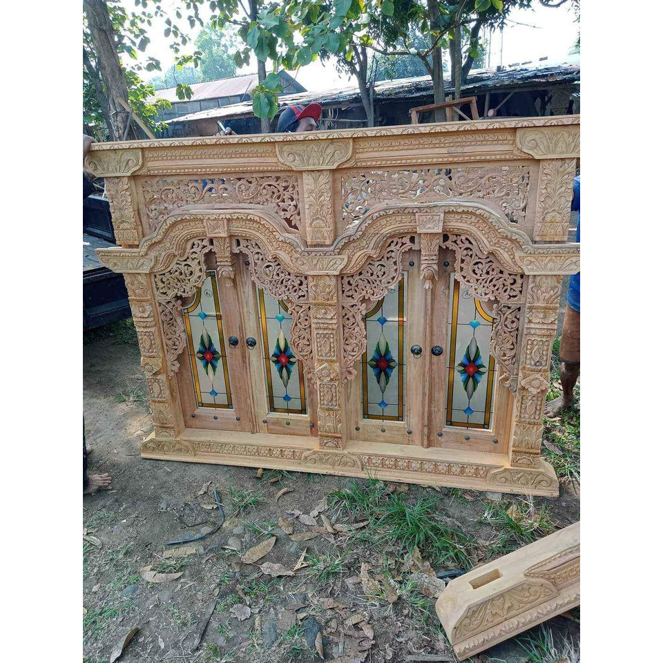 jendela gebyok ukir jepara pintu model kaca motif