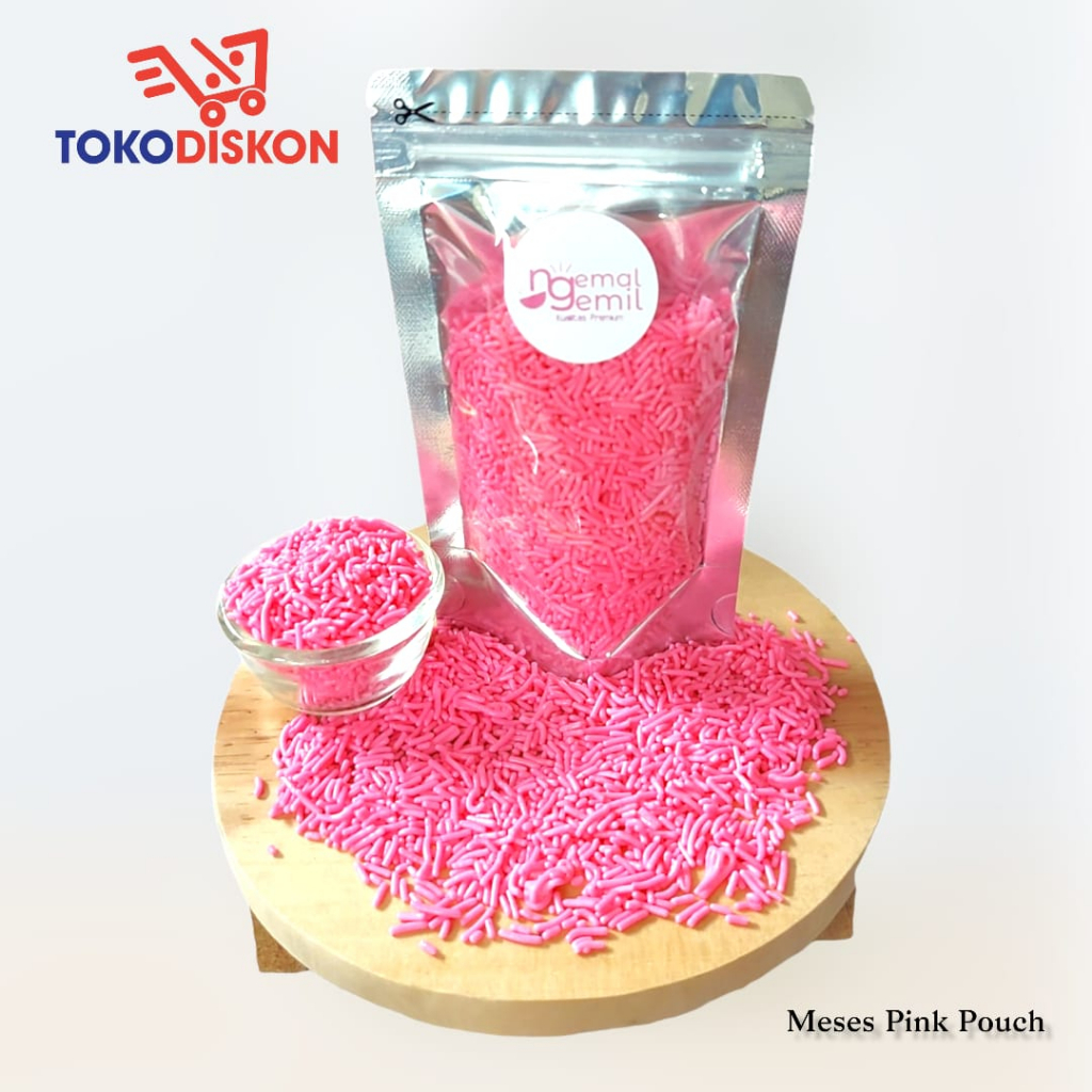 

Meses Pouch Meses Pink Butiran Coklat Sprinkle Topping Donut Kue Bolu Kualitas Premium