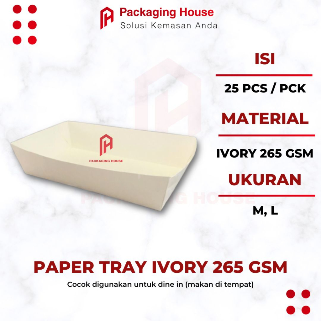 [ 25 pcs ] Paper Lunch Box Tray | Paper Food Tray Polos | Paper Tray Nampan Kertas | Paper Food Tray