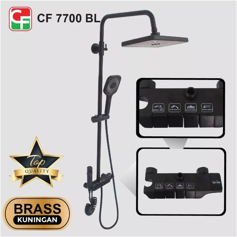 SHOWER TIANG PIANO 4IN1 STAINLESS COULOMN HITAM / PANAS DINGIN BLACK STAINLESS SUS304 CARLO FIOTINI 7700BL