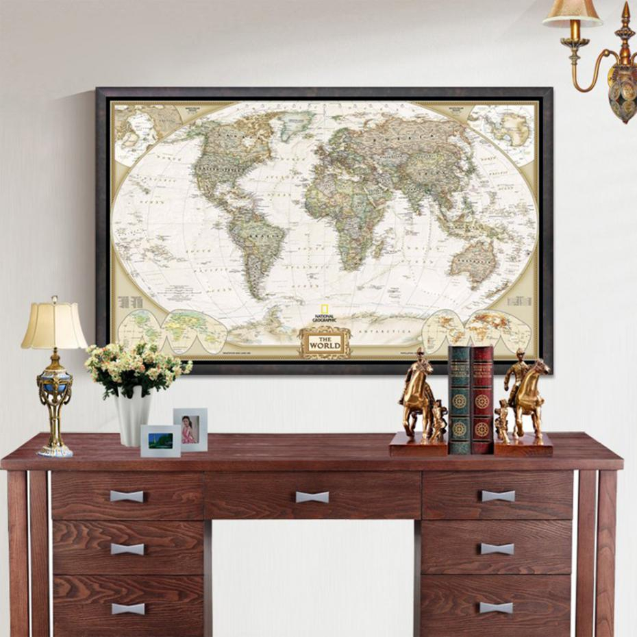 Poster Peta Dunia Large Vintage World Map 103 x 69 cm - No Color