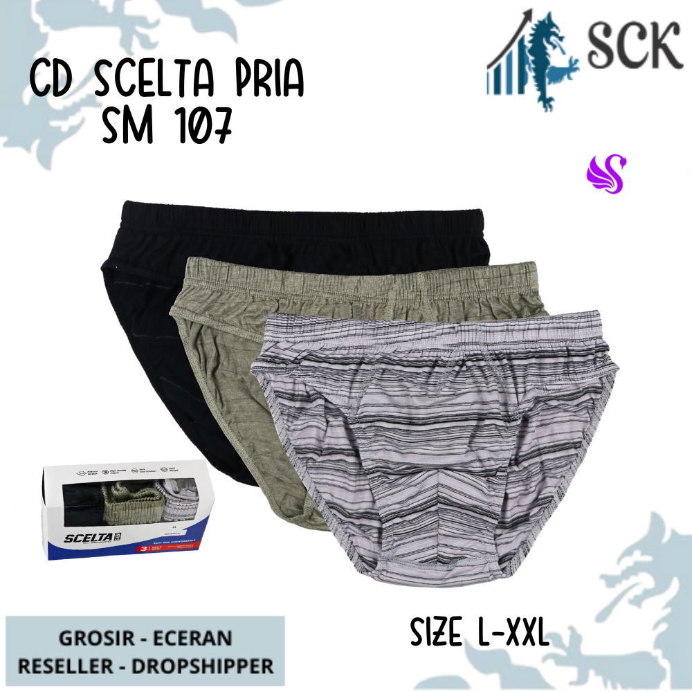 [ISI 3] CD Pria Scelta SM 107 3S / Celana Dalam Cowok CD Laki Scelta - sckmenwear GROSIR