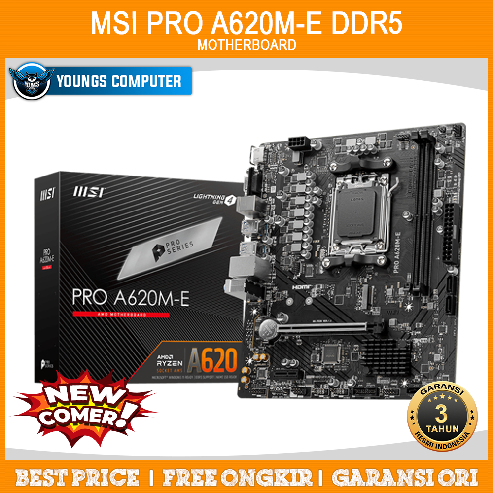 MSI PRO A620M-E DDR5 | MOTHERBOARD AMD RYZEN A620 AM5 mATX