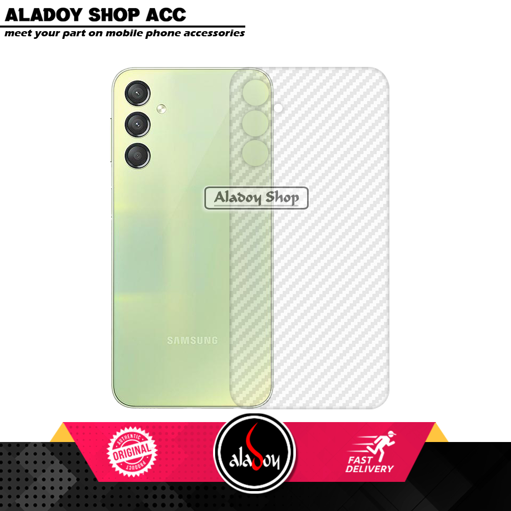 PAKET 3 IN 1 Tempered Glass Layar Samsung A24 4G Free Tempered Glass Camera dan Skin Carbon