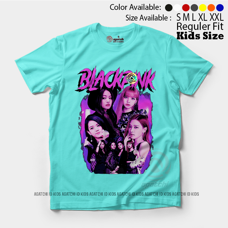 Baju Kaos Atasan Anak Perempuan Agatchi Motif Black Pink - V2