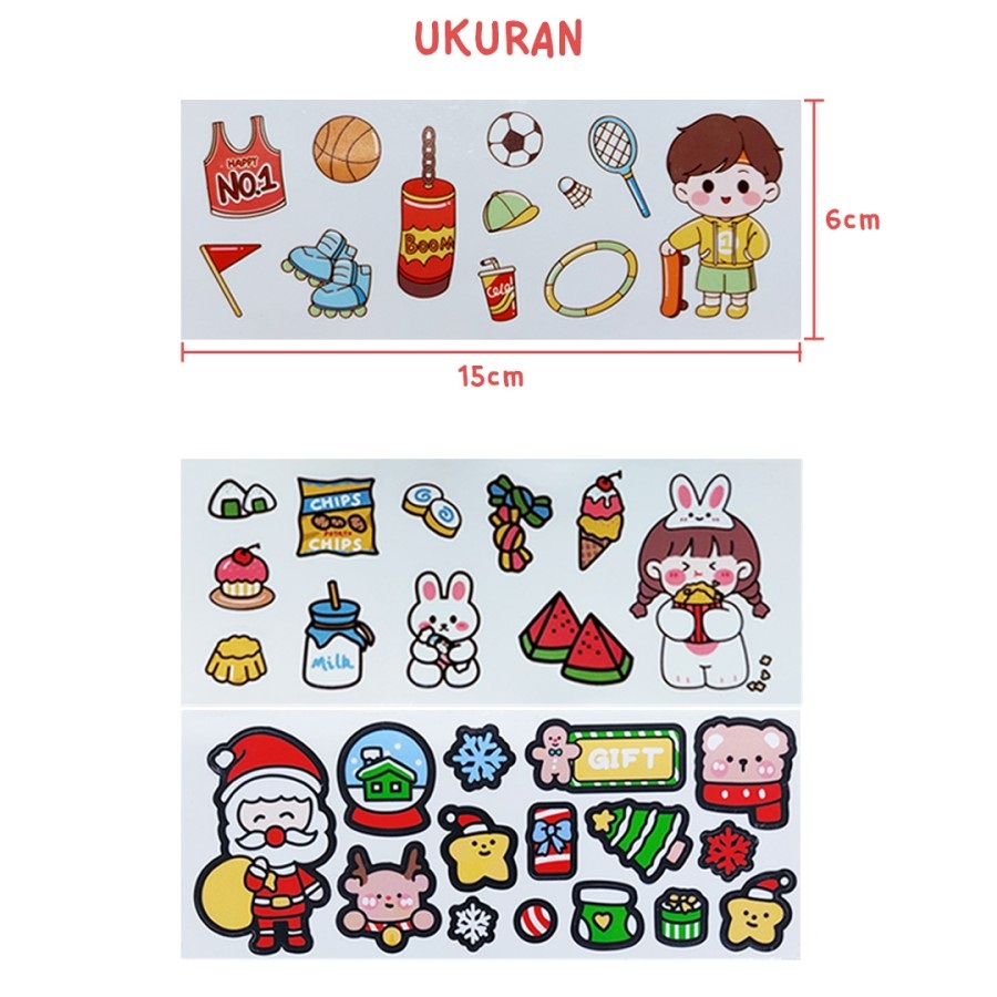 Stiker Aesthetic Panjang Karakter 2D 1 Pcs Sticker Korea Motif