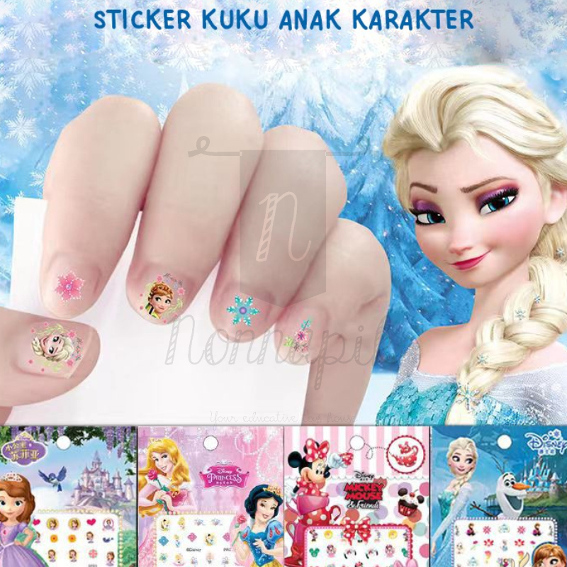 Stiker Kuku Anak Perempuan Karakter Sticker Nail Art Motif Princess Putri Kartun