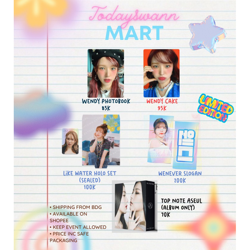 WENDY RED VELVET BIRTHDAY PHOTOBOOK & CAKE OFFICIAL PHOTOCARD