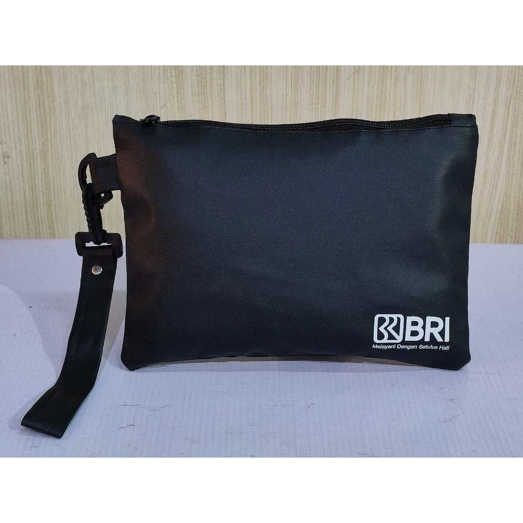 Clutch Kulit Logo Bank BRI/Handbag Dompet Pouch Pria/TasTangan Cowok Tas Tenteng/Clutch wanita kulit