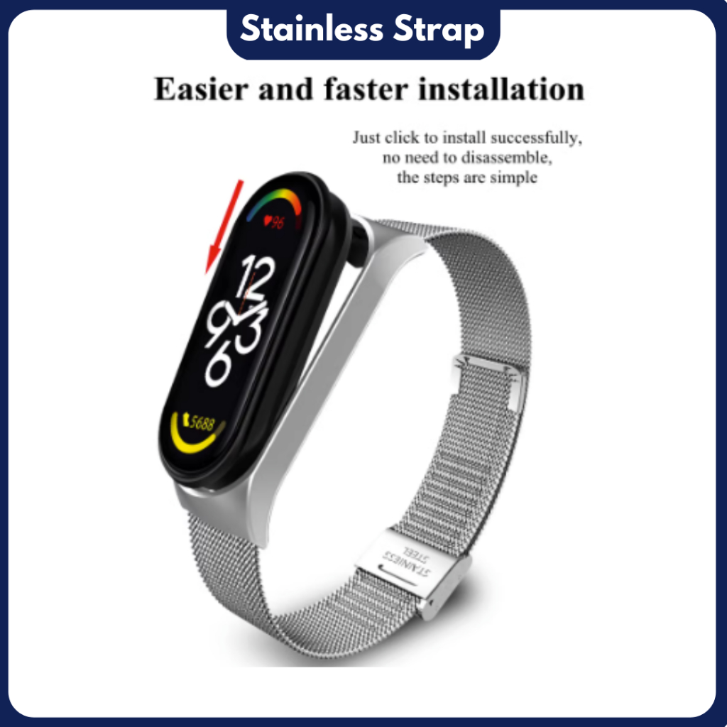 Strap for Ml Band Metal Stainless Strap for XlAOMl Band 3 4 5 6 7 Milanese Loop Strap