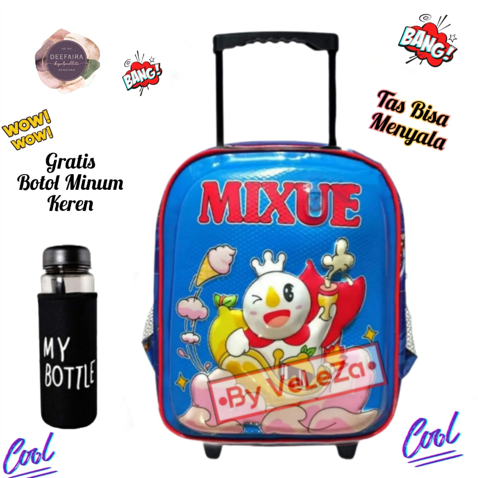 Tas Ransel Troli Anak Laki Laki Led Bisa Menyala Model Minxx Terlaris Gratis Botol Minum Untuk Tk &amp; Sd