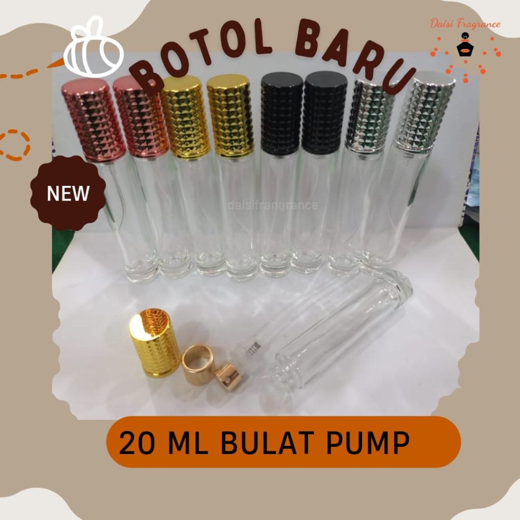 BOTOL PARFUM SPRAY 20 ML  BULAT PUMP SEMI PRESS | BOTOL KACA| BOTOL PARFUM