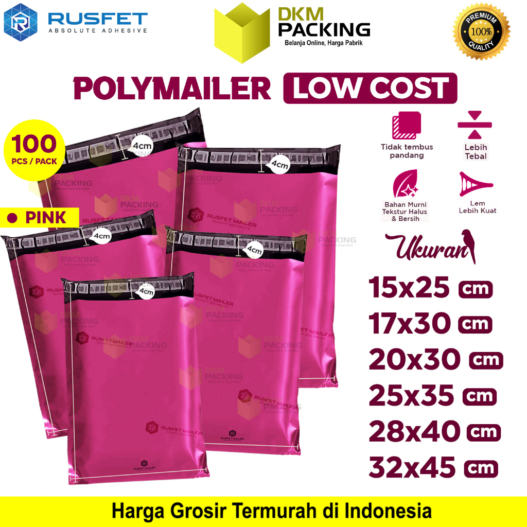 

Plastik Polymailer Pack LOW COST PINK Amplop Packing Polimailer Rusfet