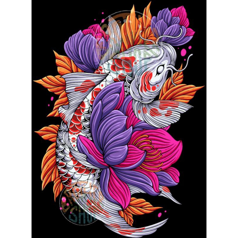 

Cetak water slide decal gambar ikan koi untuk racing motor helm dll