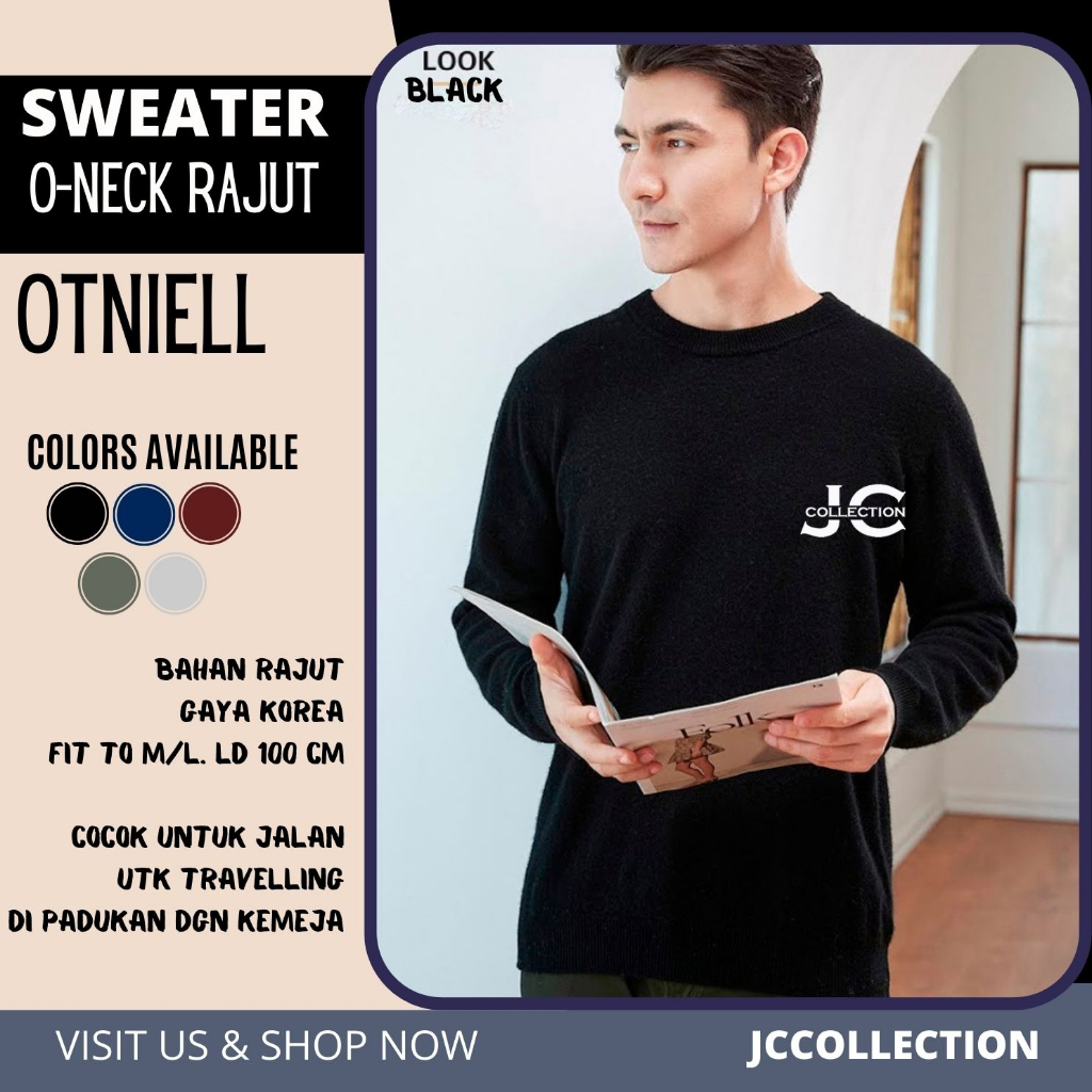 Outer Sweater Pria Rajut Korea Leher O / Sweater Rajut Cowok Oneck Otnell Knit - JCCollections