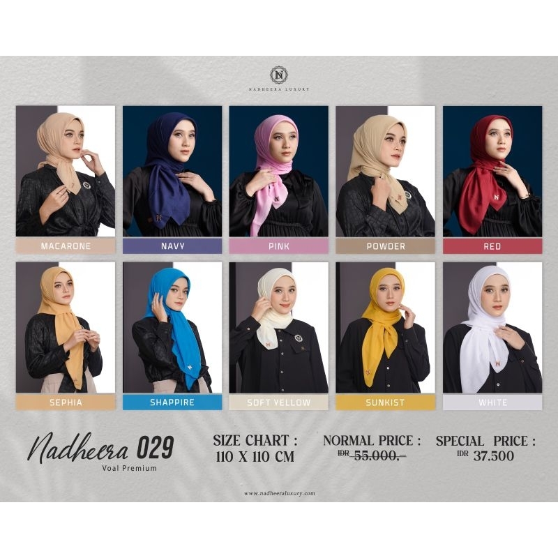 HIJAB VOAL PREMIUM SEGIEMPAT NADHEERA LUXURY