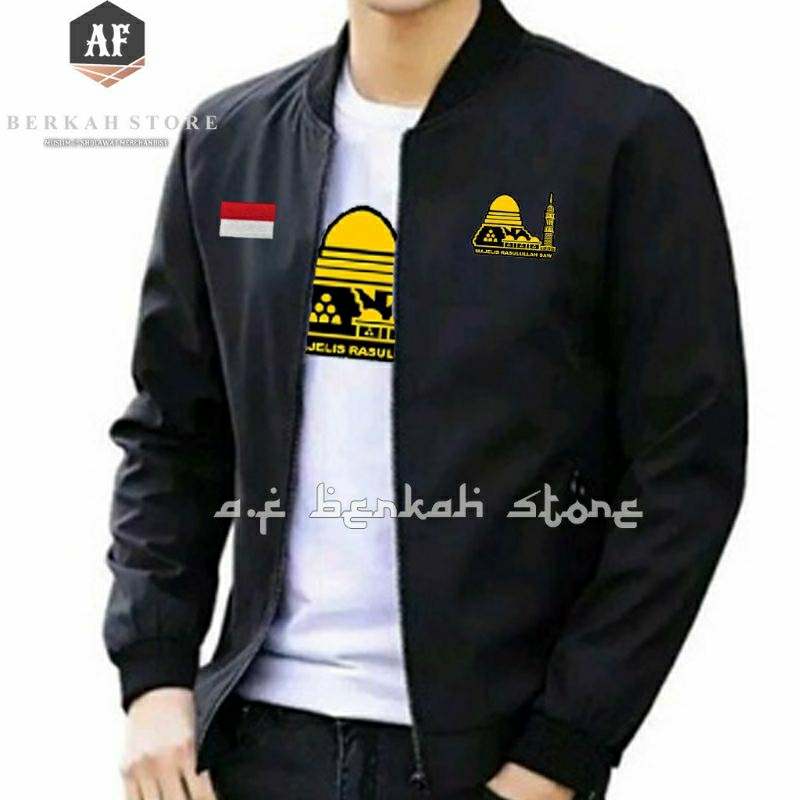 Jaket MR Majelis Rasulullah SAW Habib Munzir Al Musawa | Model Bomber Bahan Polyester Import Taslan