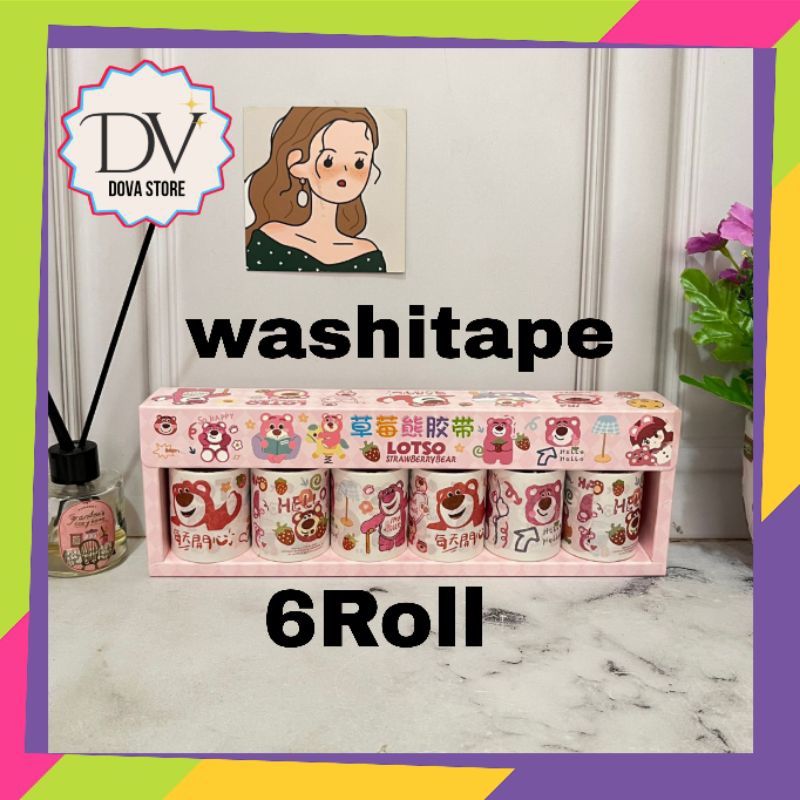 

WASHITAPE LOTSO ISI 6 PCS ROLL STICKER WASHITAPE