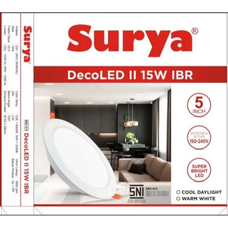 Lampu Downlight LED Deco LED Surya 15watt IB bulat