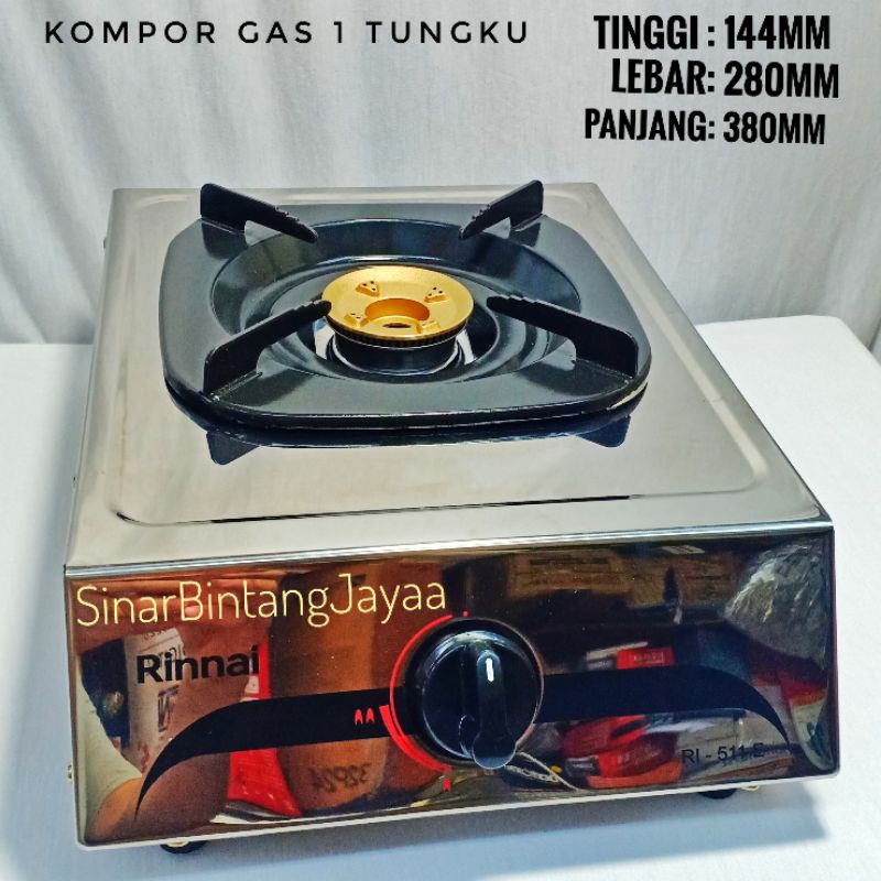 KOMPOR GAS 1 TUNGKU / RINNAI 511E KOMPOR GAS 1 TUNGKU STAINLESS STEEL