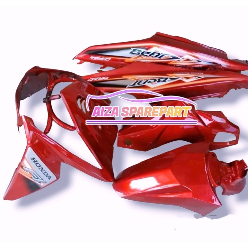 Body halus beat fi 2013 - 2014 merah ( starter kasar ) ( batok depan + tameng + spakbor depan + body