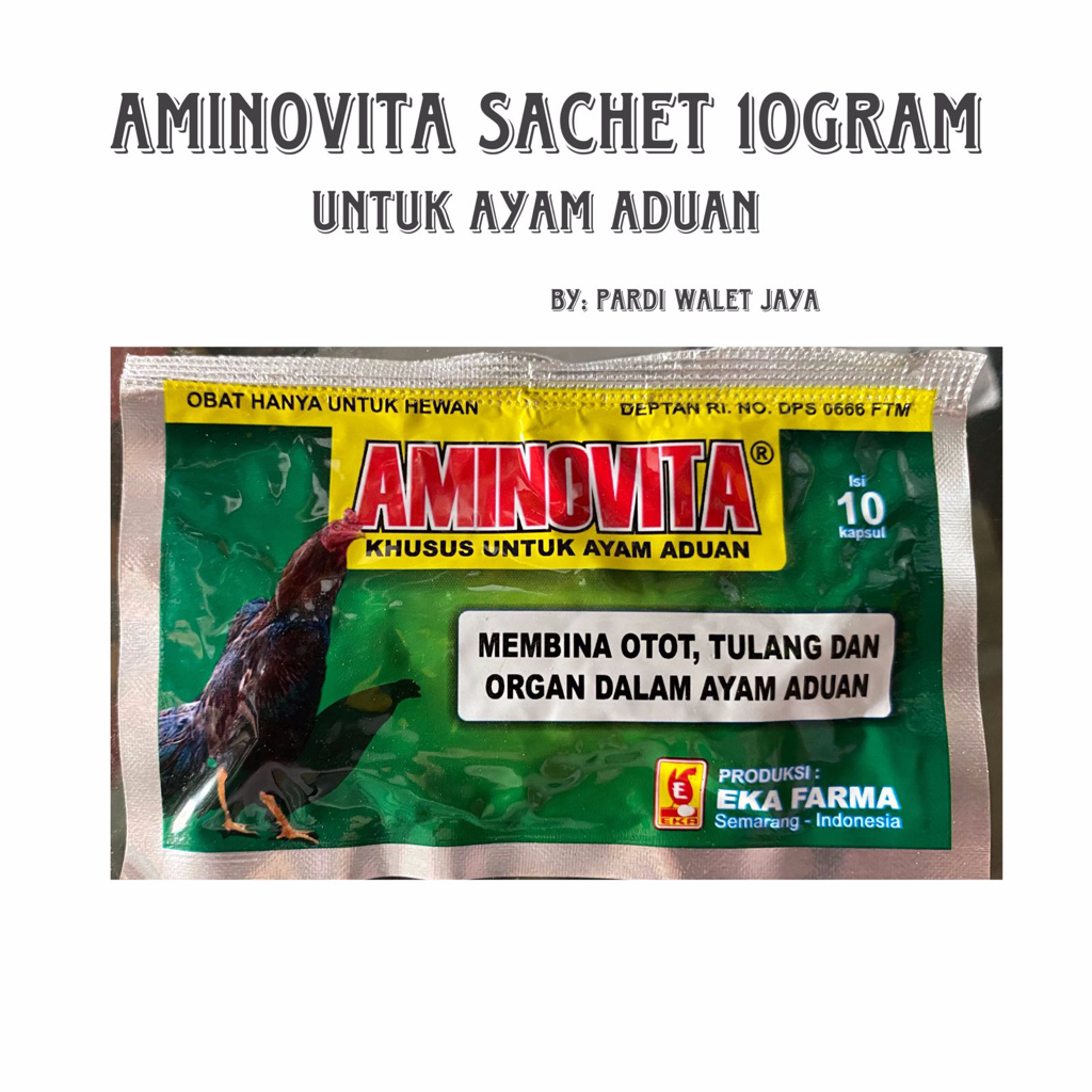 AMINOVITA OBAT VITAMIN AYAM ADUAN DOPING AYAM TARUNG ADUAN  PENGUAT OTOT 10 KAPSUL EKA FARMA