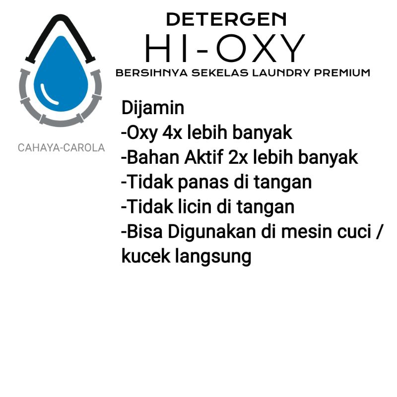 1kg Detergen Hi-oxy premium, sekelas laundry profesional,dijamin 2-4x lebih bersih