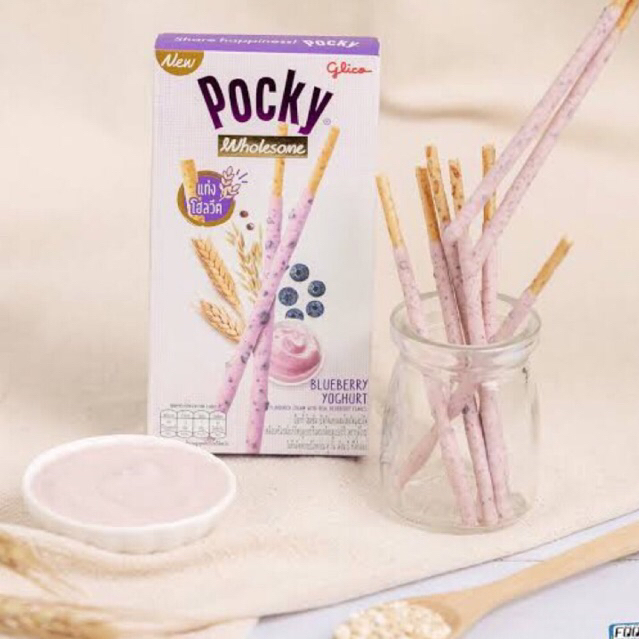 

Pocky Wholesome Biscuit Stick with Whole Wheat and Oat Glaze with Blueberry Yogurt Flavor