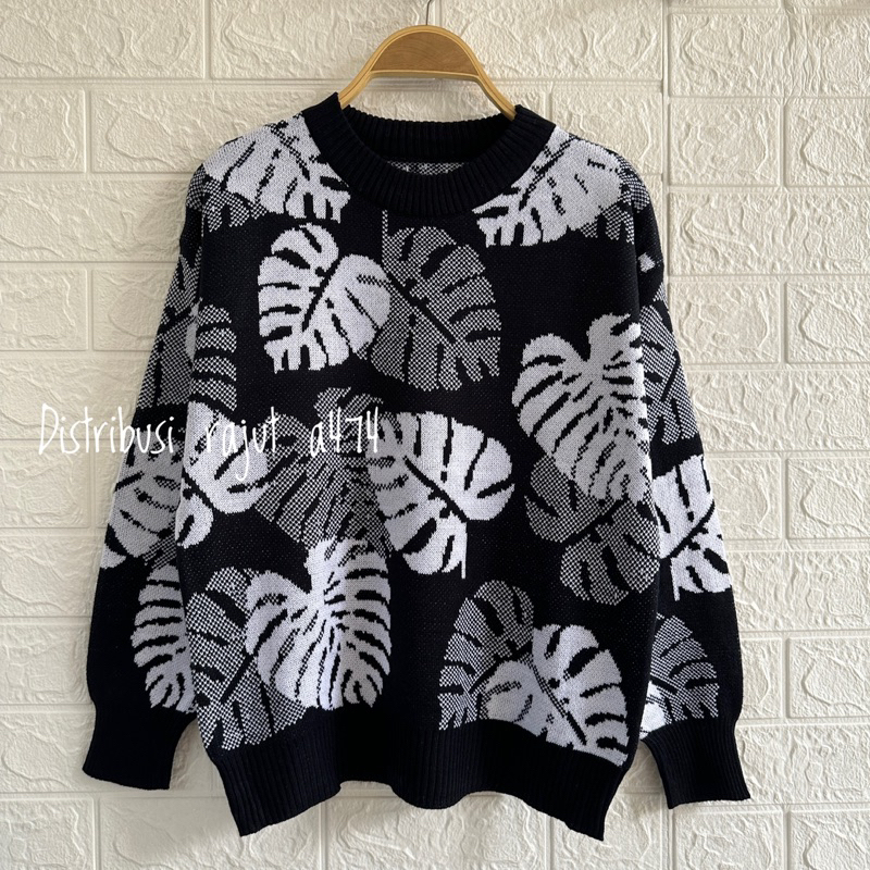 YOLANDA SWEATER RAJUT MOTIF DAUN BOLONG ATASAN RAJUT WANITA