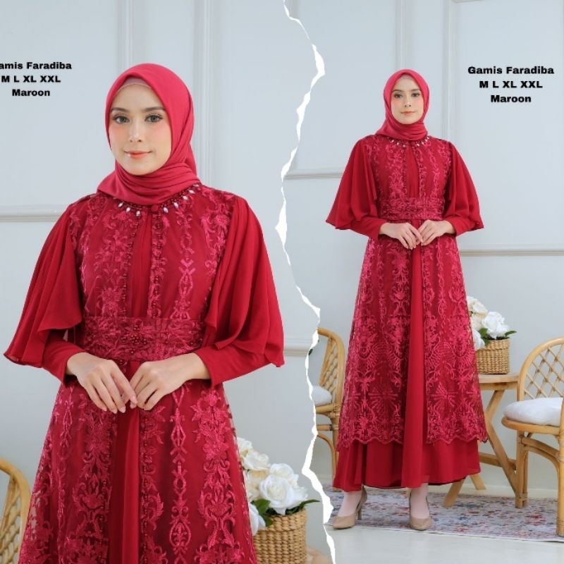 Gamis Faradiba Payet Rampel Original Butik