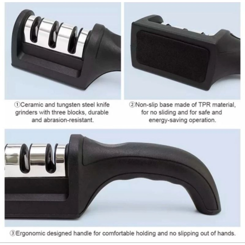 

Asahan Pisau Dapur 3 Step Knife Sharpener Alat Penajam Gunting Praktis