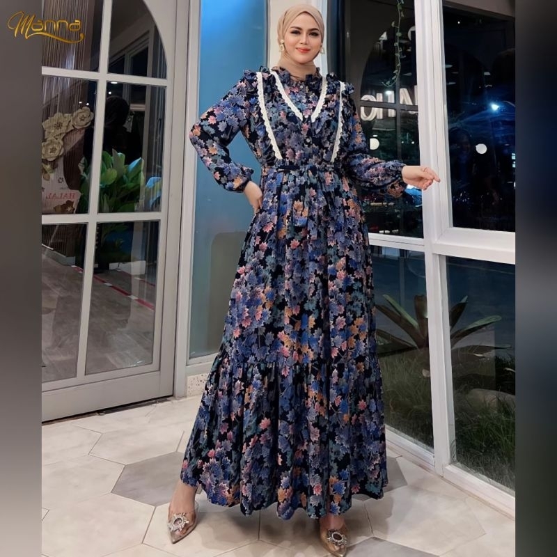 Irina Dress Kondangan Gamis Korean Style Maxi Busui Motif Kekinian Rayon Viscose Premium Dress Musli