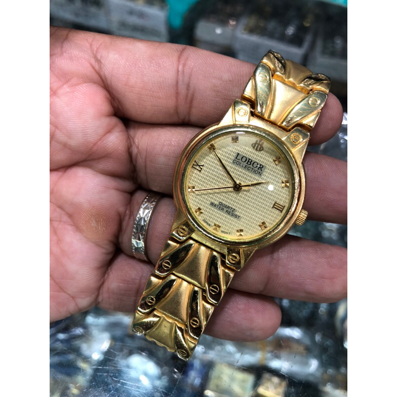 jam tangan pria Lobor quartz jam fashion klasik jam elegant klasik gold