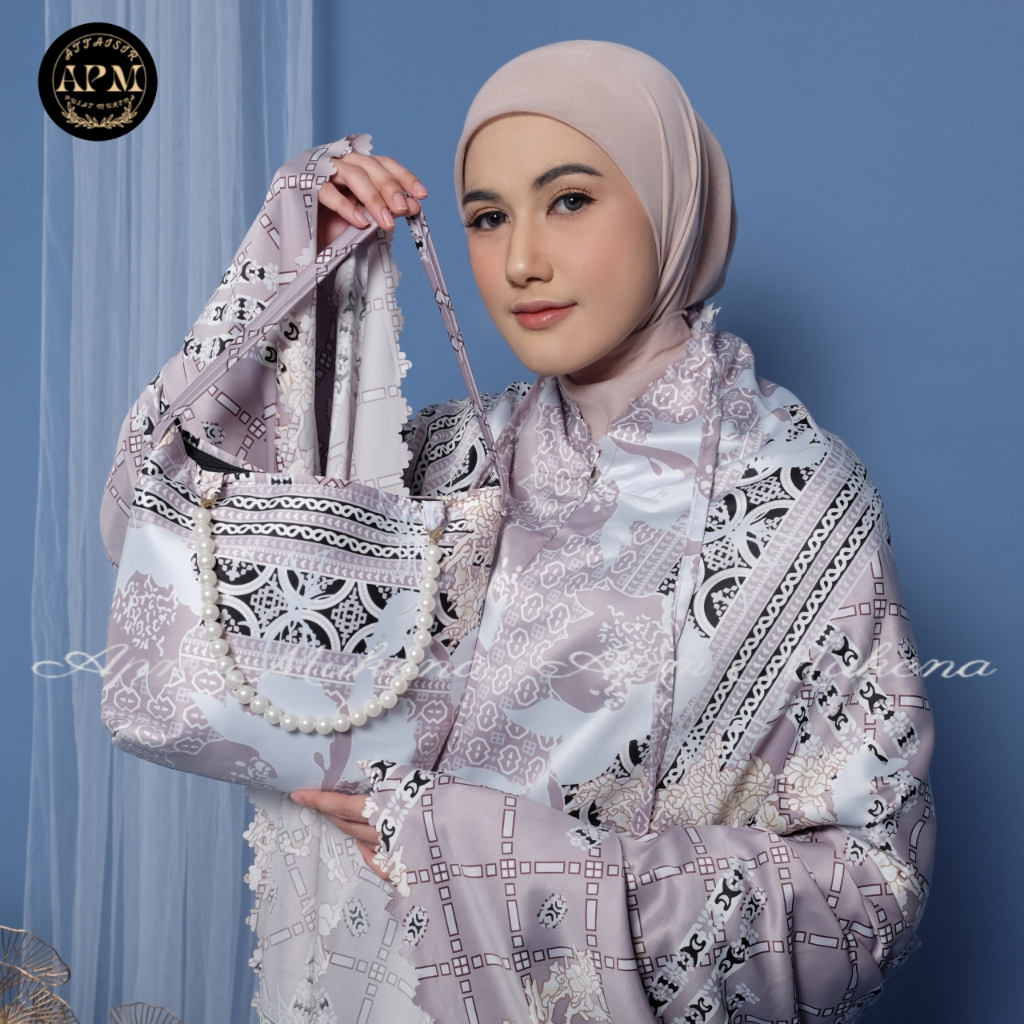 APM Mukena - Mukena Dewasa 2 In 1 Silk Daily Motif Tas Premium