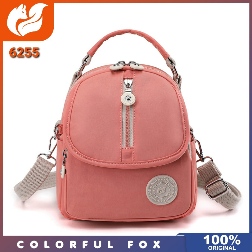 Colorful fox ori - Tas selempang Colorful Fox 6255 nilon anti air tas wanita multifungsi bisa ransel